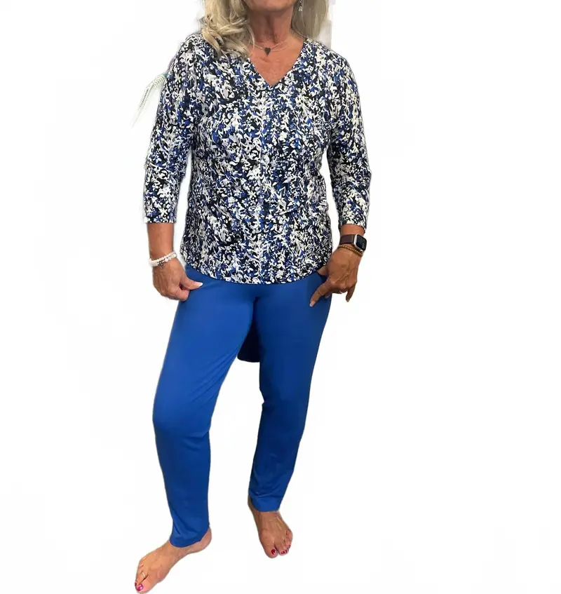 Rhinestone Ankle Pants In Deep Sea 1
