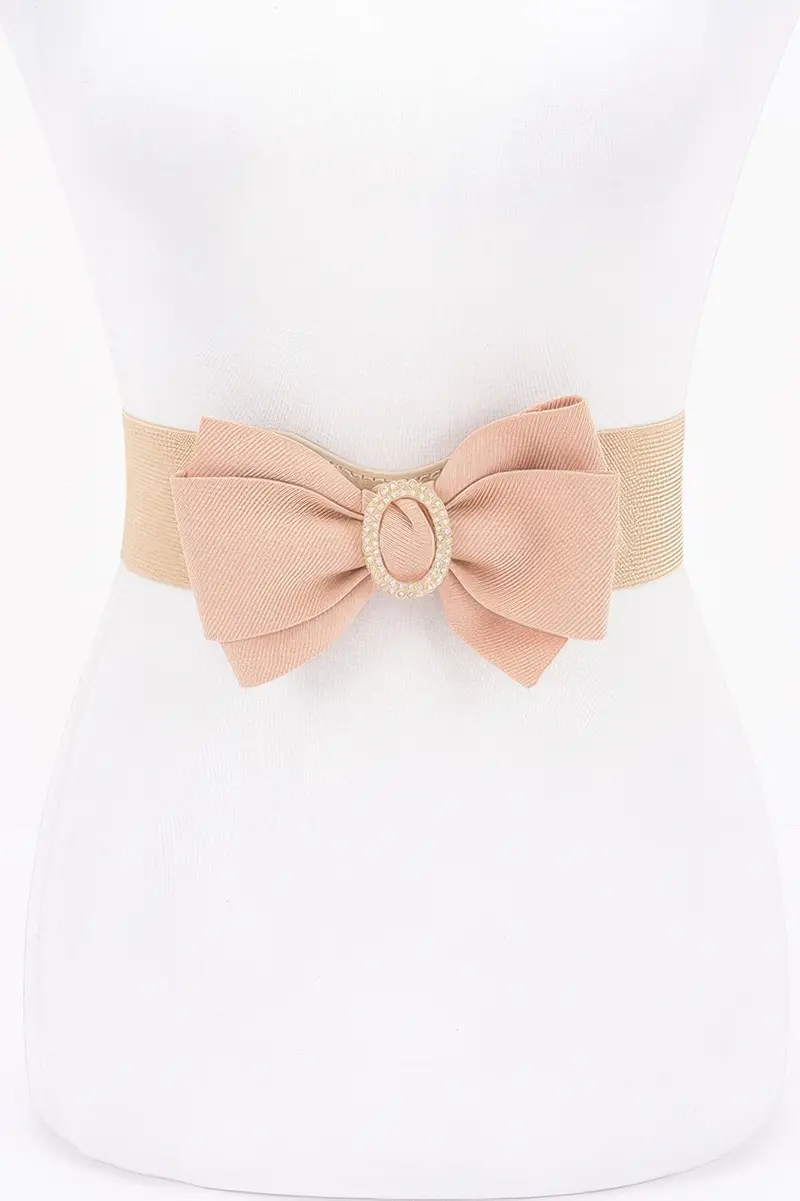 Rhinestone Bow Buckle Stretch Belt 1