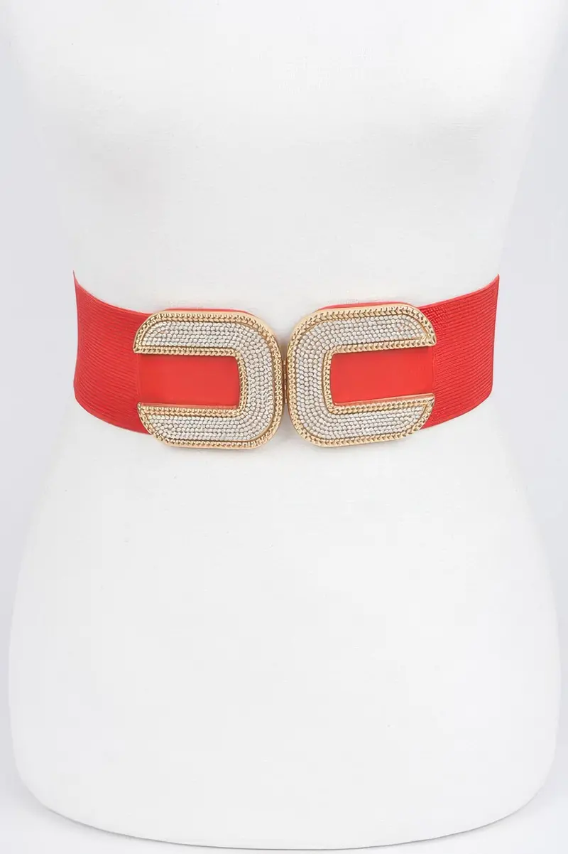 Rhinestone Buckle Stretch Belt 1