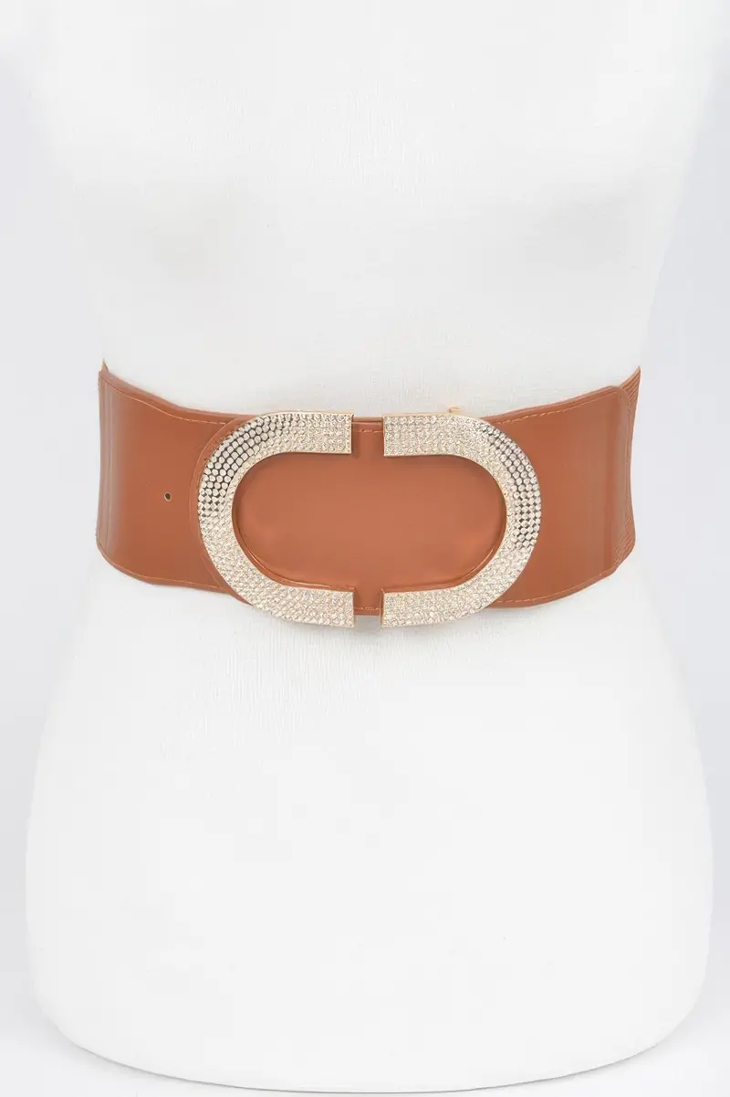 Rhinestone Buckle Stretch Belt 1