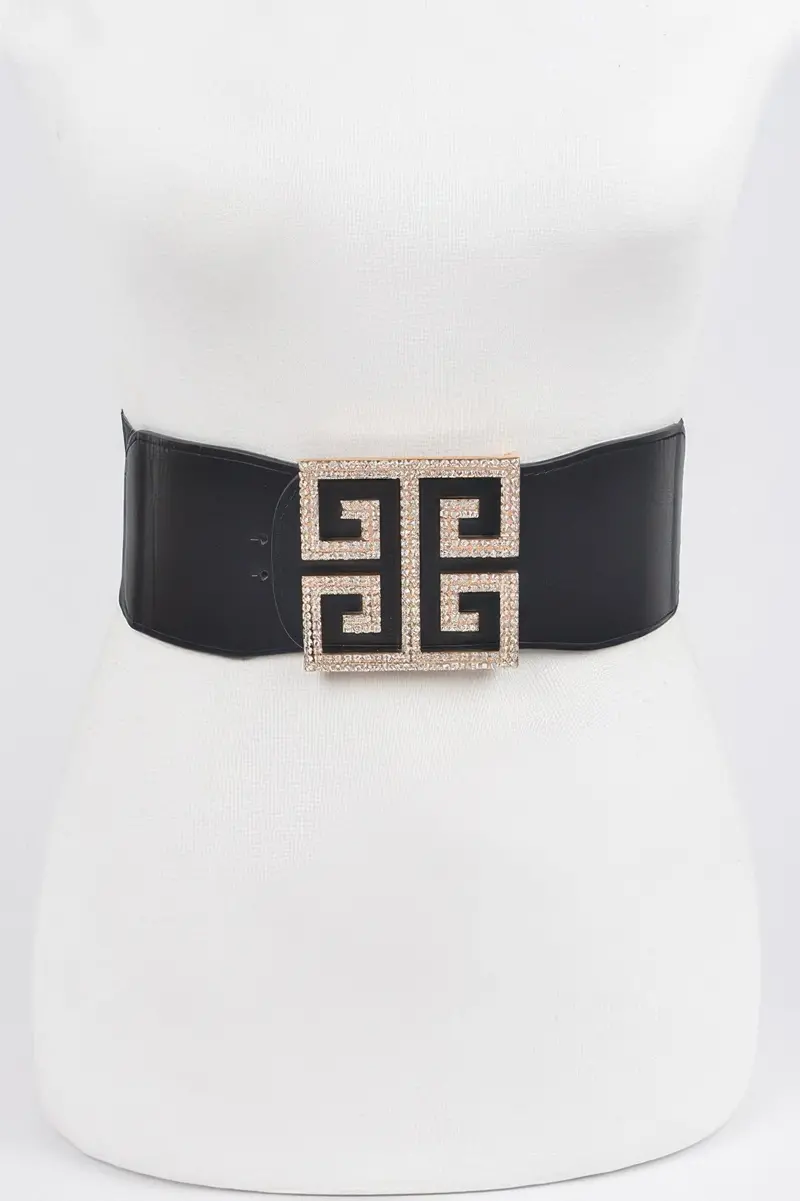 Rhinestone Buckle Stretch Belt 1