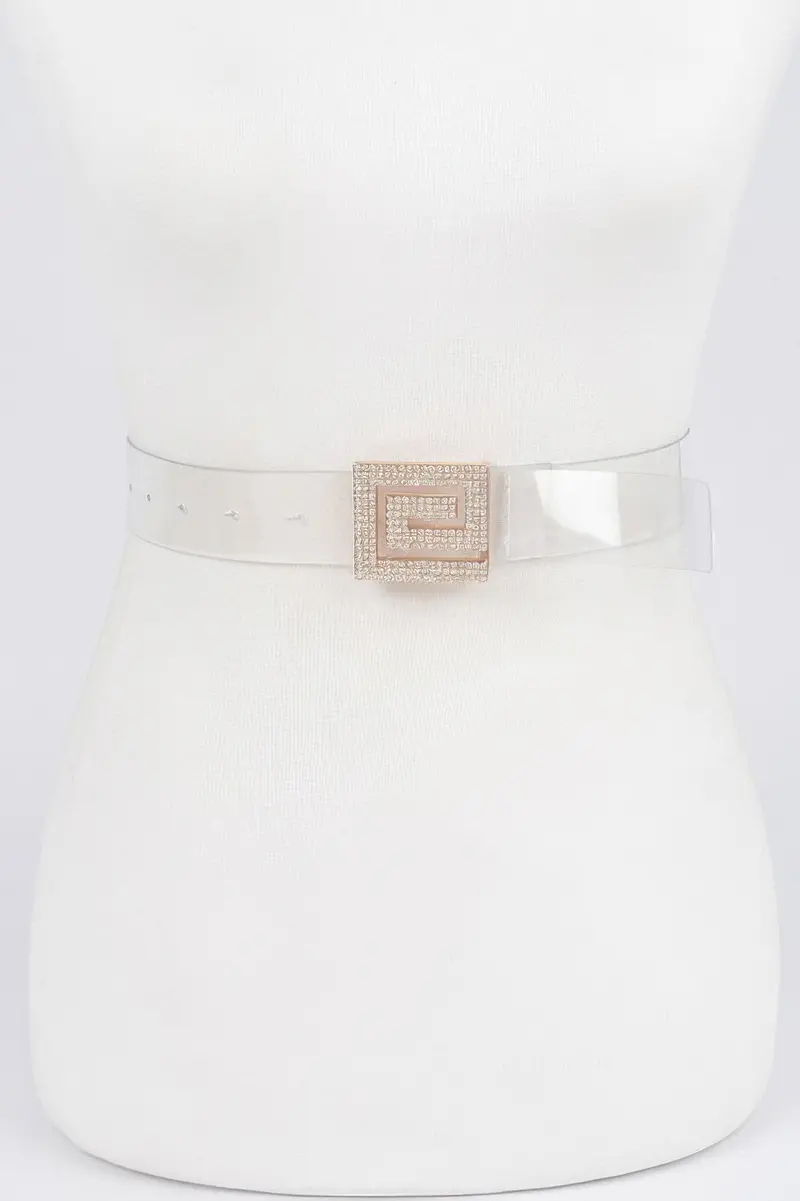 Rhinestone Buckle Vegan Belt 1