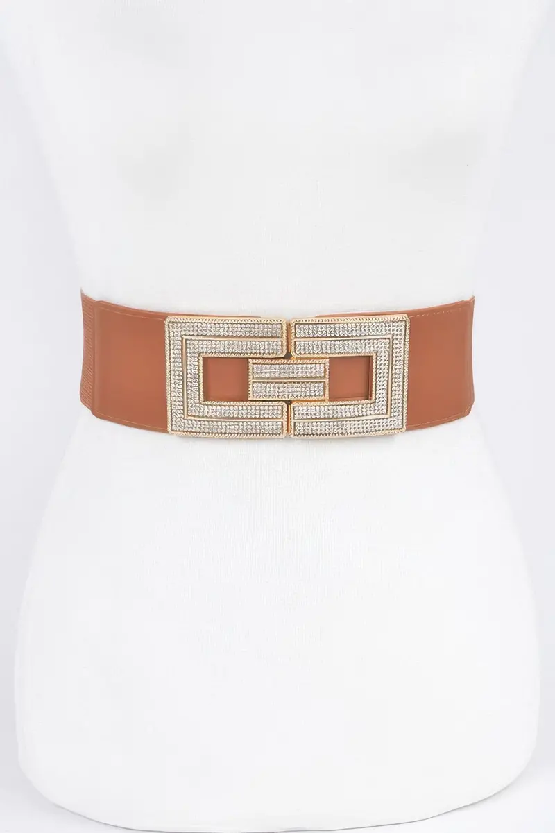 Rhinestone Buckles Elastic Belt 1
