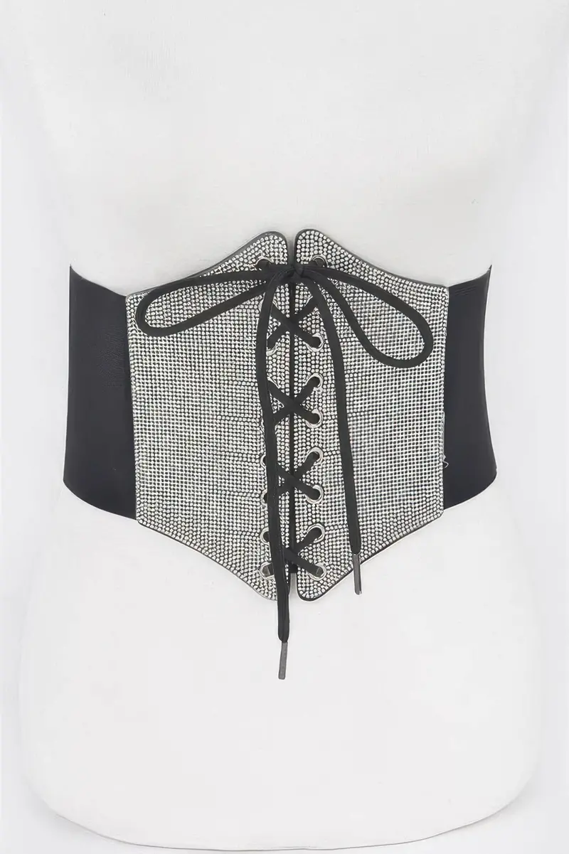 Rhinestone Corset Elastic Belt 1