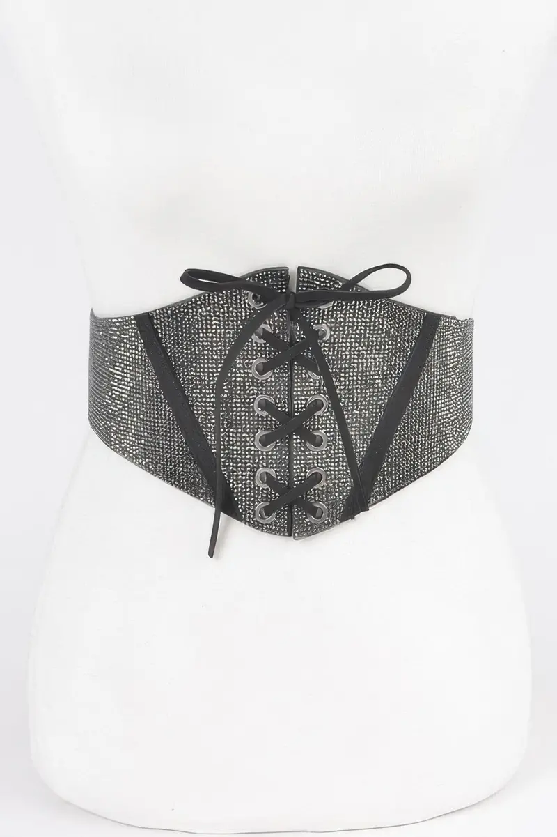 Rhinestone Corset Elastic Belt 1