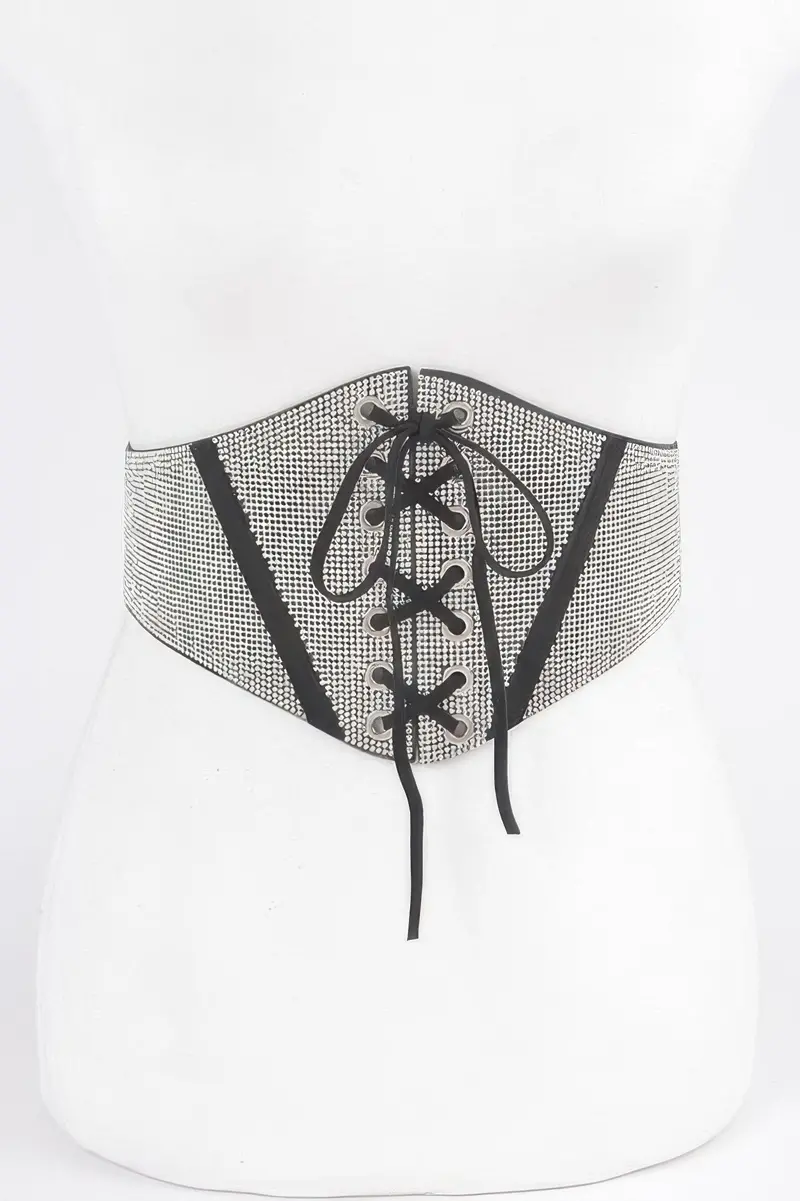 Rhinestone Corset Plus Size Elastic Belt 1