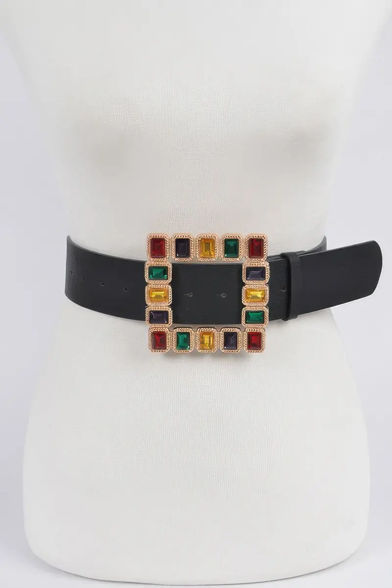 Rhinestone Gemstone Square Belt 1
