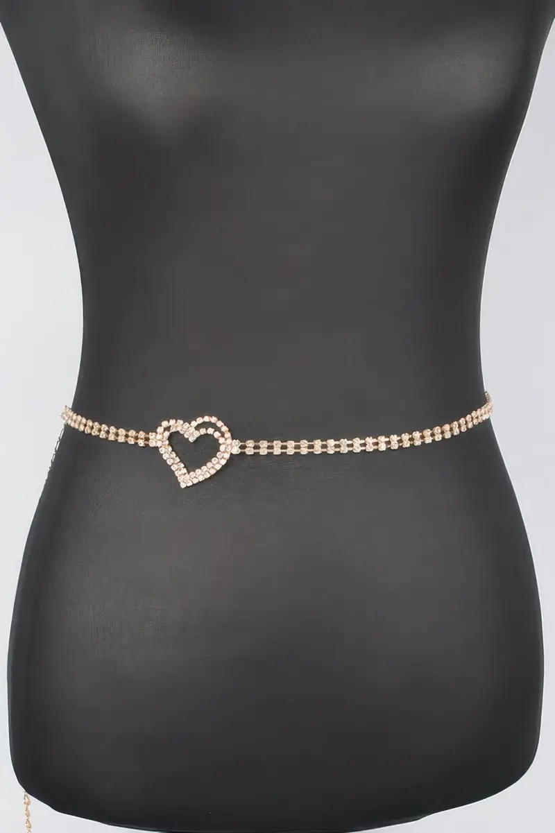 Rhinestone Heart Chain Belt 1