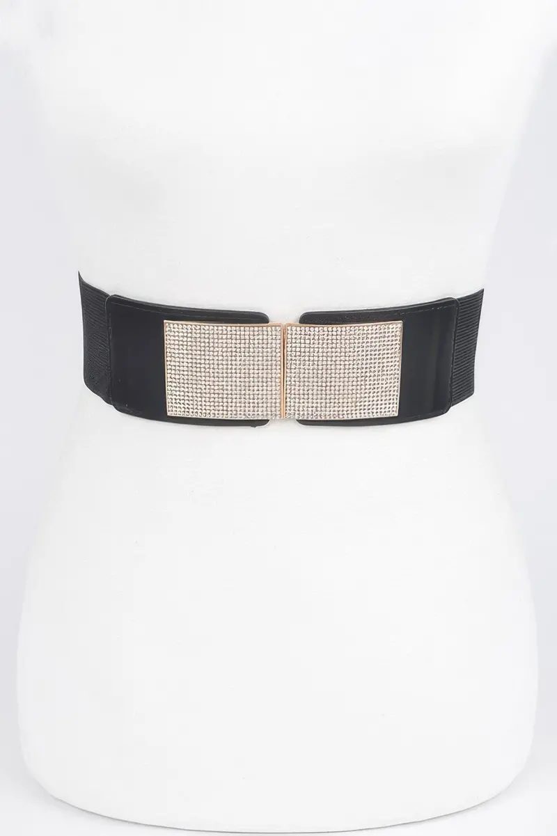 Rhinestone Metal Buckle Stretch Belt 4