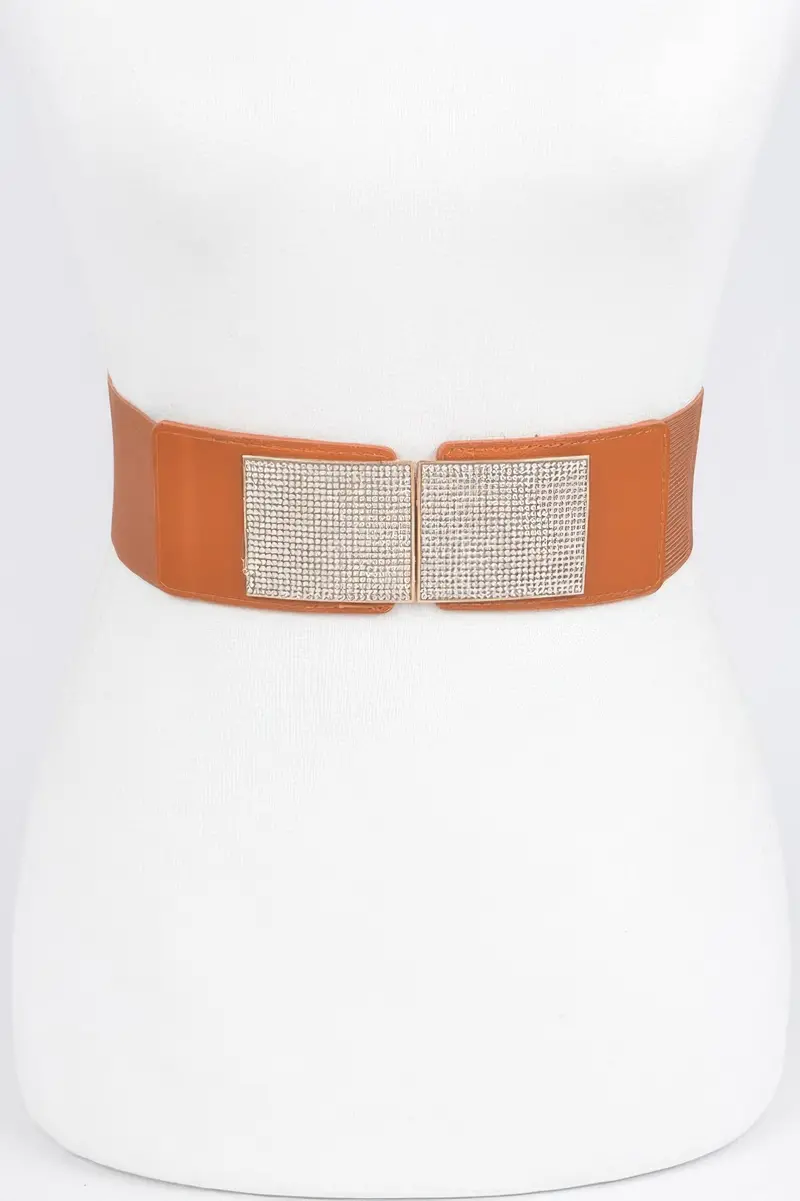 Rhinestone Metal Buckle Stretch Belt 4