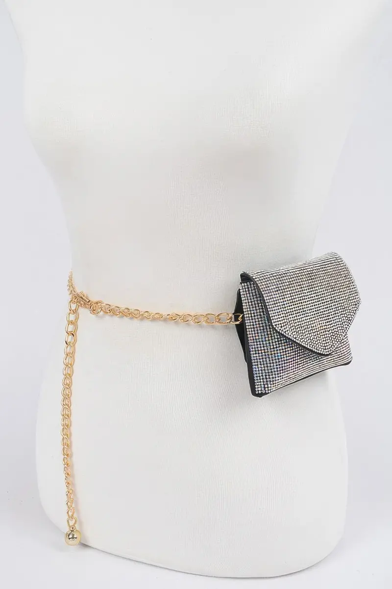 Rhinestone Mini Bag W Chain Belt 1