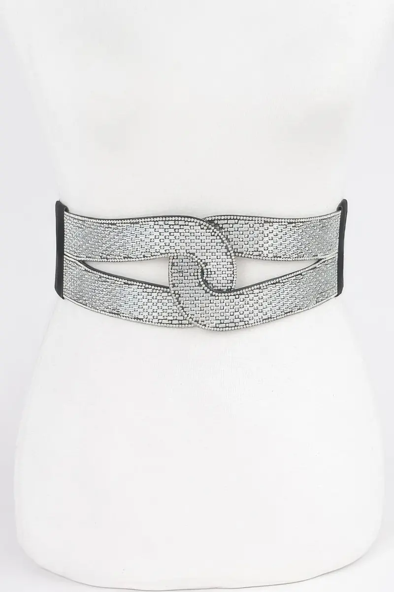 Rhinestone Plus Size Elastic Belt 1