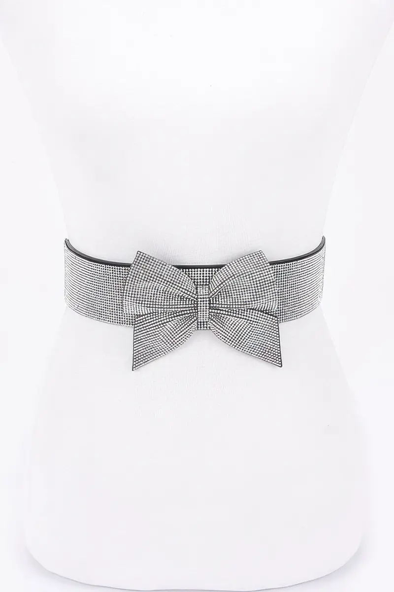 Rhinestone Ribbon Elastic Plus Size Belt 1