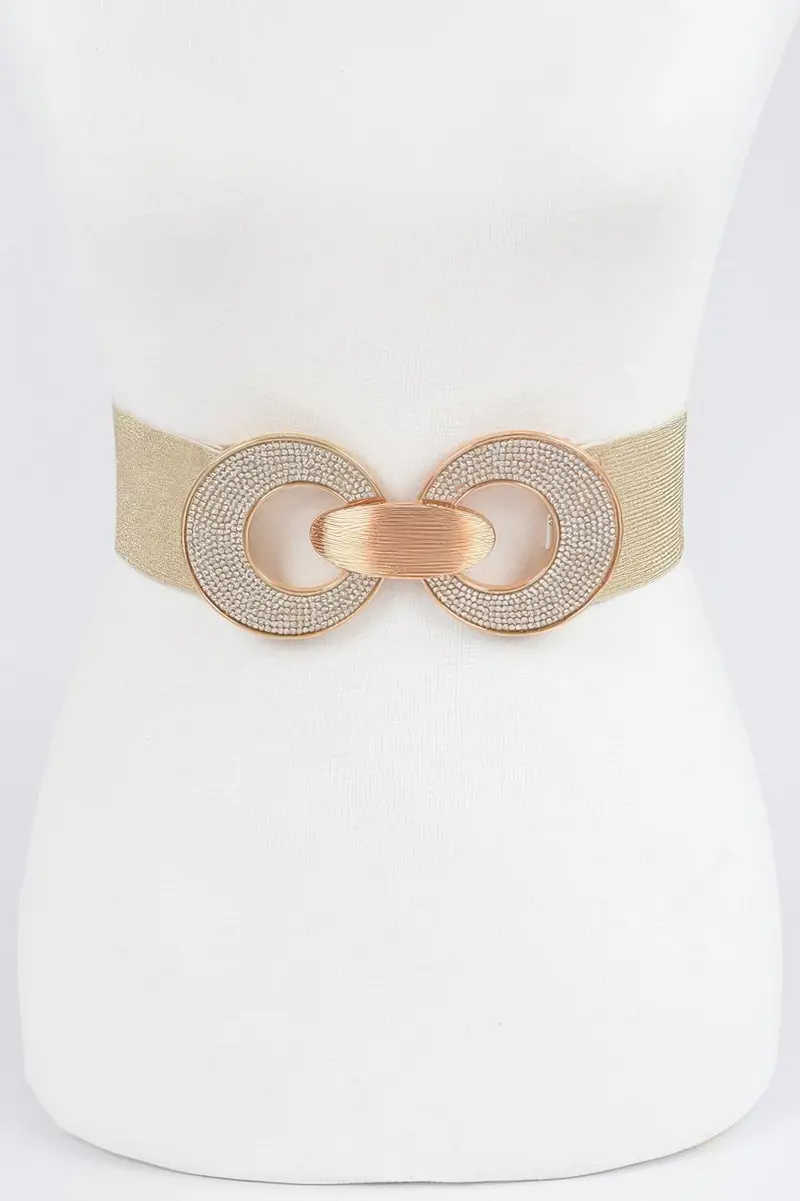 Rhinestone Two Buckle Elastic Belt 1