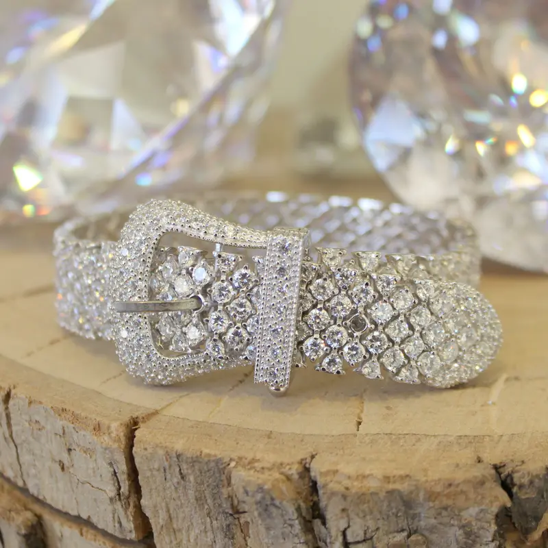Rhodium 925 Sterling Silver Bracelet With Aaa Grade Cz In Clear 1