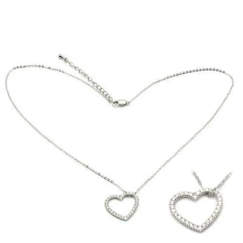 Rhodium 925 Sterling Silver Chain Pendant With Aaa Grade Cz In Clear 1
