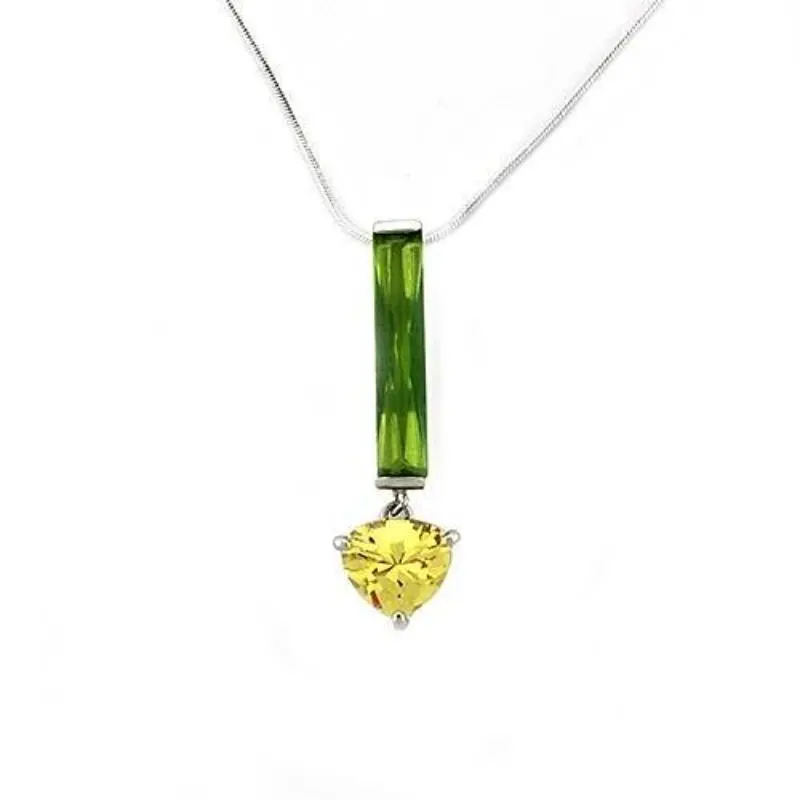 Rhodium 925 Sterling Silver Chain Pendant With Aaa Grade Cz In Multi Color 1