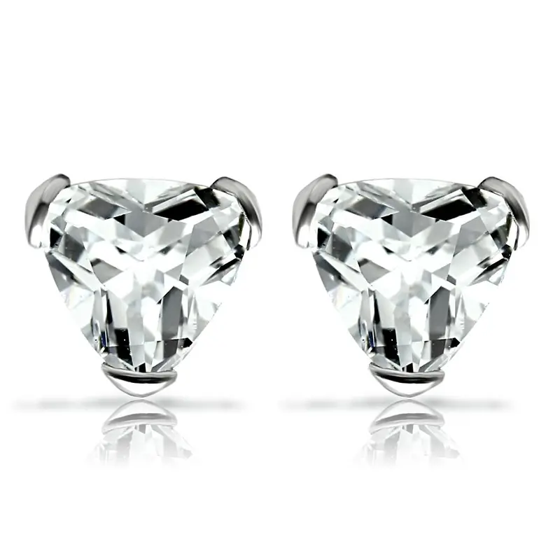 Rhodium 925 Sterling Silver Earrings With Aaa Grade Cz In Clear 1