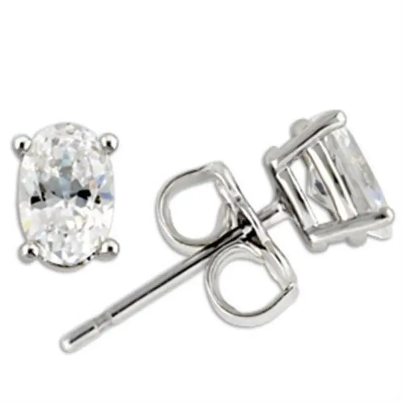 Rhodium 925 Sterling Silver Earrings With Aaa Grade Cz In Clear 1