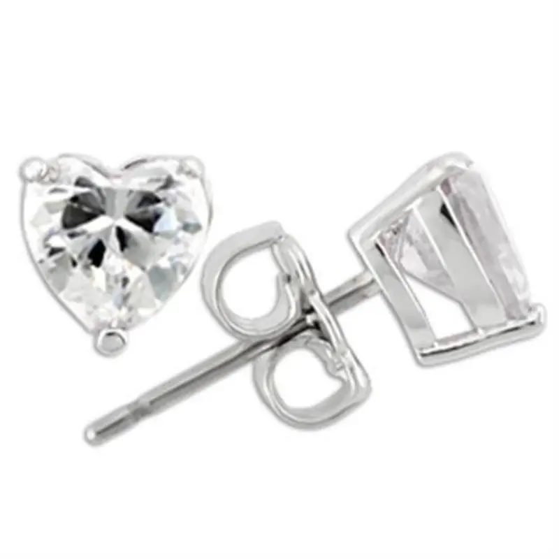 Rhodium 925 Sterling Silver Earrings With Aaa Grade Cz In Clear 1