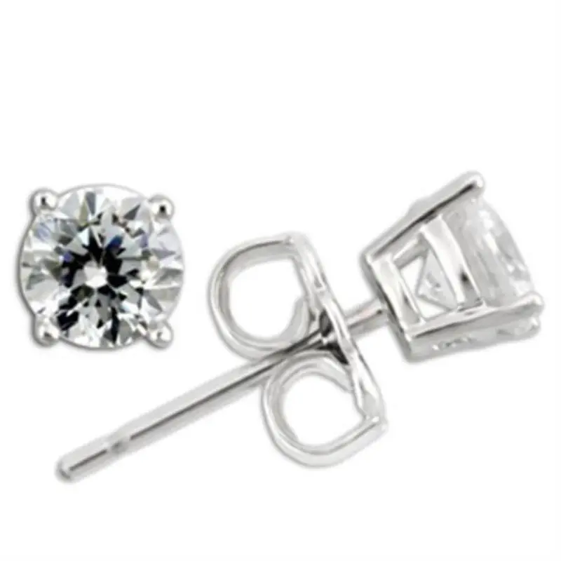 Rhodium 925 Sterling Silver Earrings With Aaa Grade Cz In Clear 1