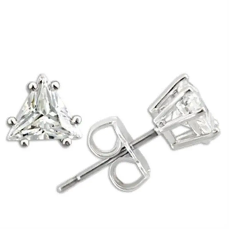 Rhodium 925 Sterling Silver Earrings With Aaa Grade Cz In Clear 1