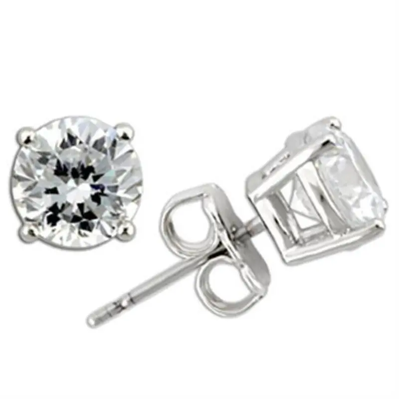 Rhodium 925 Sterling Silver Earrings With Aaa Grade Cz In Clear 1