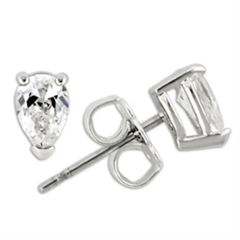 Rhodium 925 Sterling Silver Earrings With Aaa Grade Cz In Clear 1