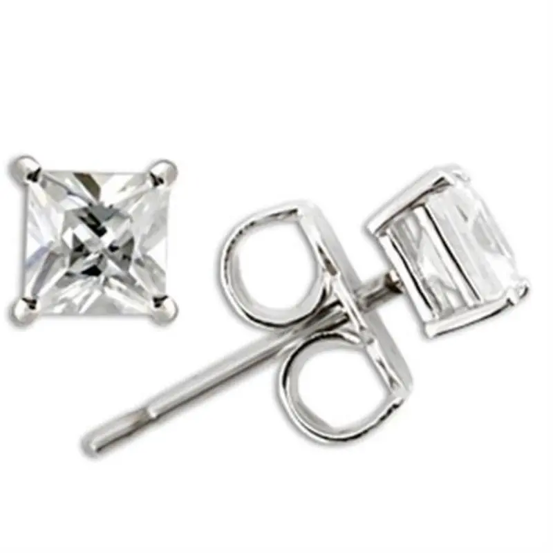 Rhodium 925 Sterling Silver Earrings With Aaa Grade Cz In Clear 1