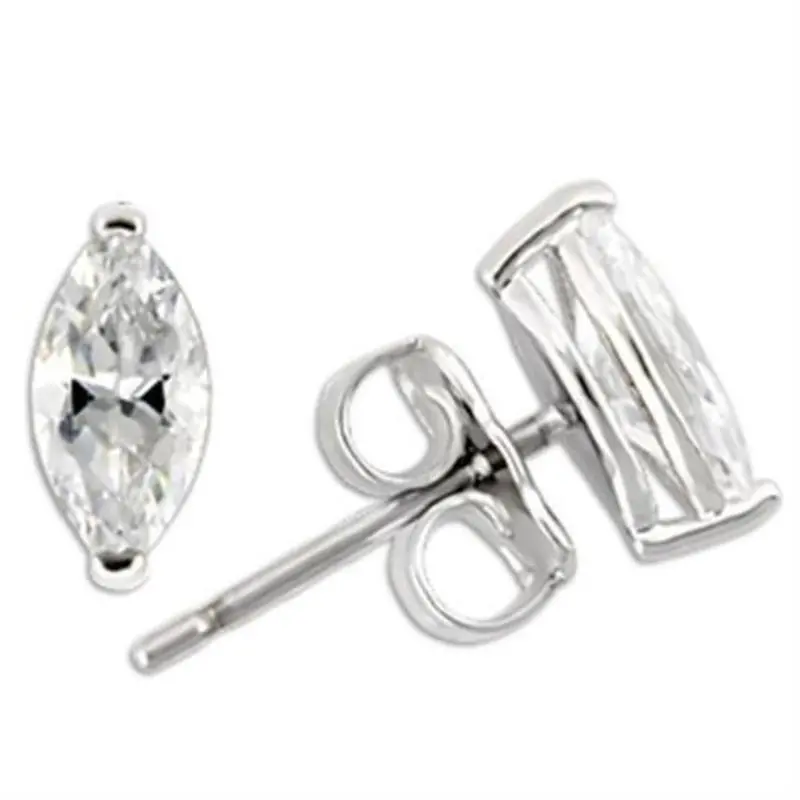 Rhodium 925 Sterling Silver Earrings With Aaa Grade Cz In Clear 1