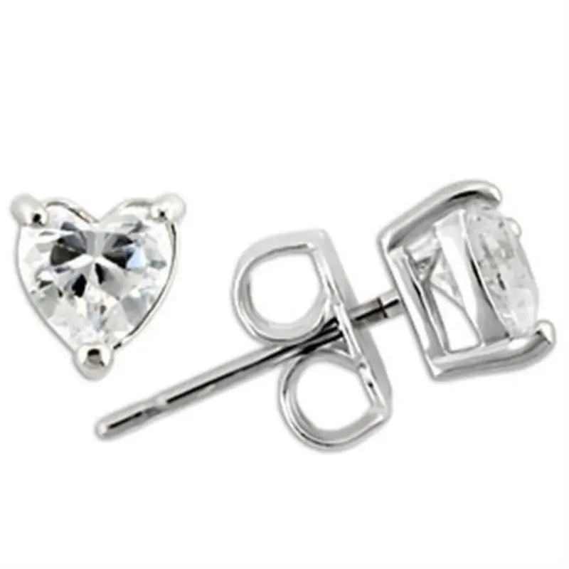 Rhodium 925 Sterling Silver Earrings With Aaa Grade Cz In Clear 1