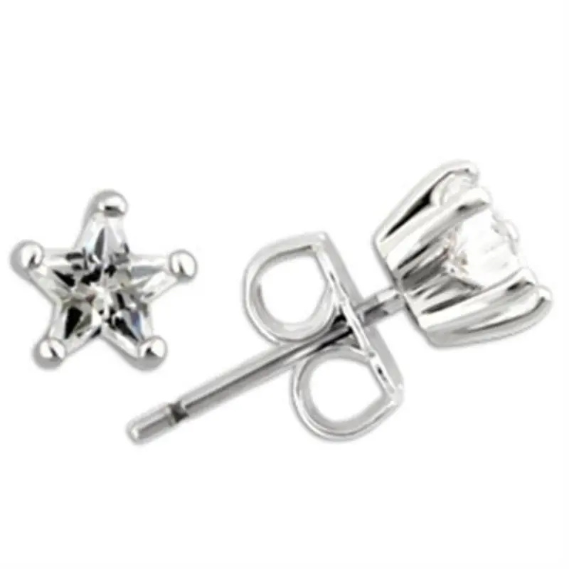 Rhodium 925 Sterling Silver Earrings With Aaa Grade Cz In Clear 1