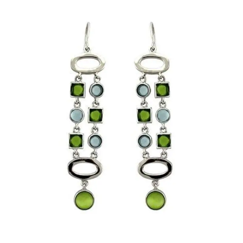 Rhodium 925 Sterling Silver Earrings With Aaa Grade Cz In Peridot 1