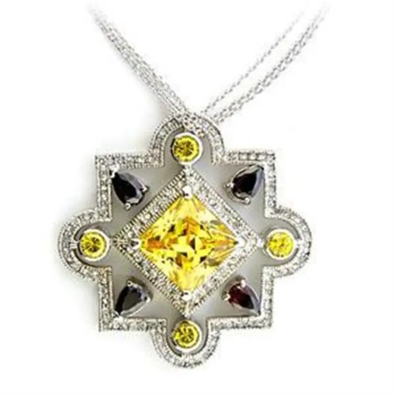 Rhodium 925 Sterling Silver Necklace With Aaa Grade Cz In Multi Color 1