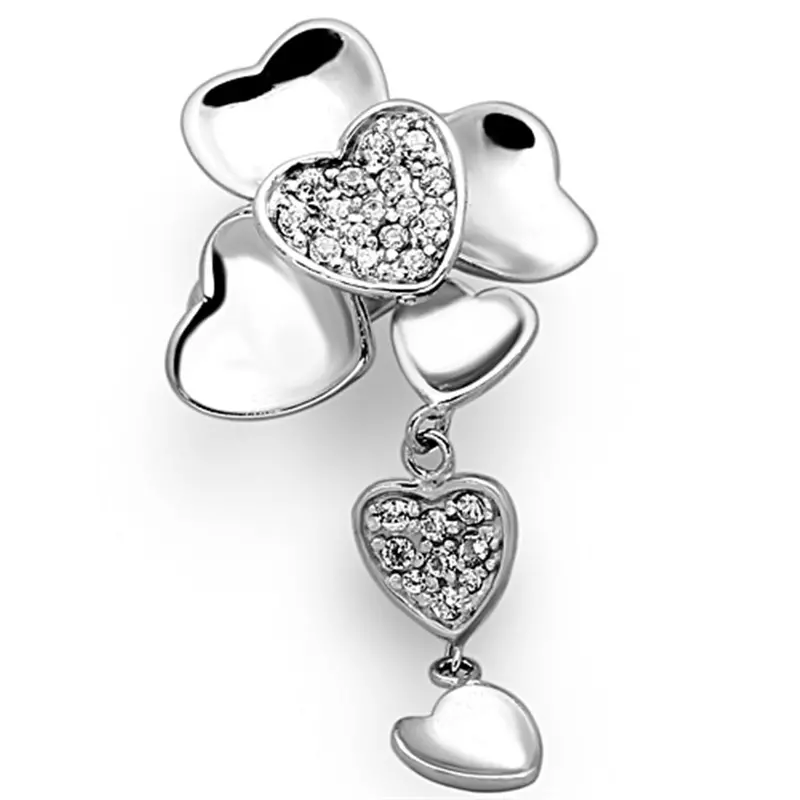 Rhodium 925 Sterling Silver Ring With Aaa Grade Cz In Clear 1