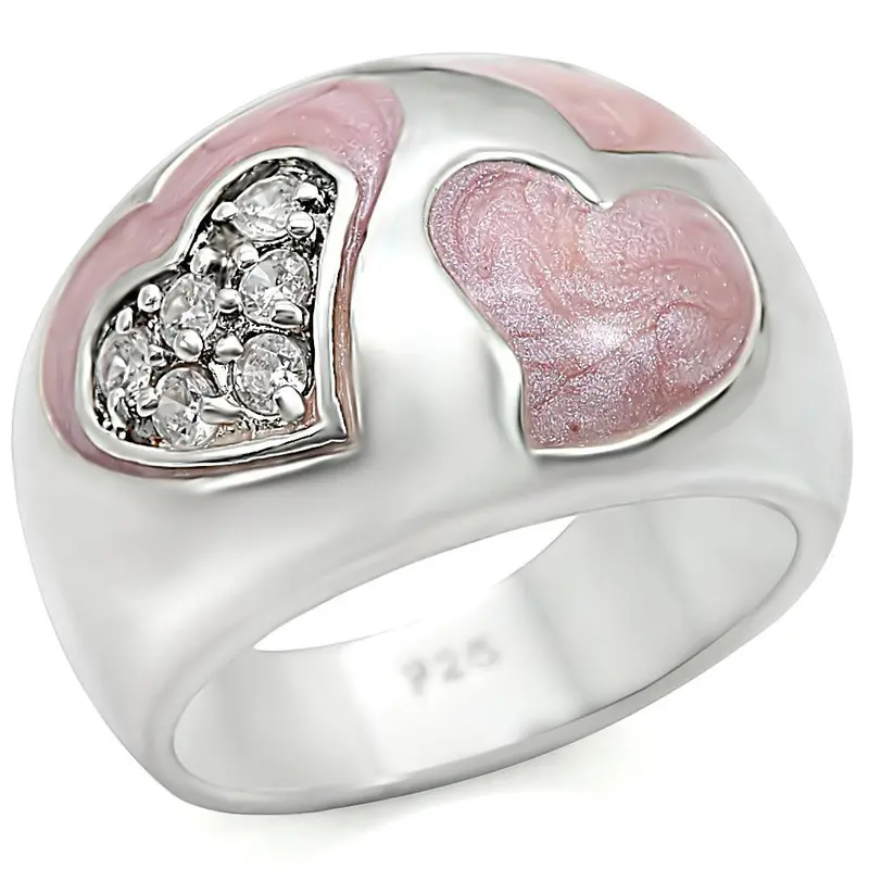 Rhodium 925 Sterling Silver Ring With Aaa Grade Cz In Clear 1