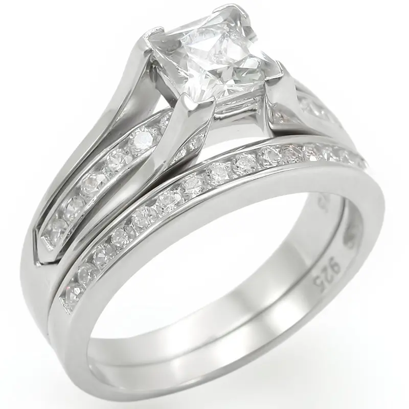 Rhodium 925 Sterling Silver Ring With Aaa Grade Cz In Clear 1