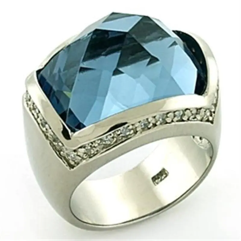Rhodium 925 Sterling Silver Ring With Semi-Precious Spinel In London Blue 1