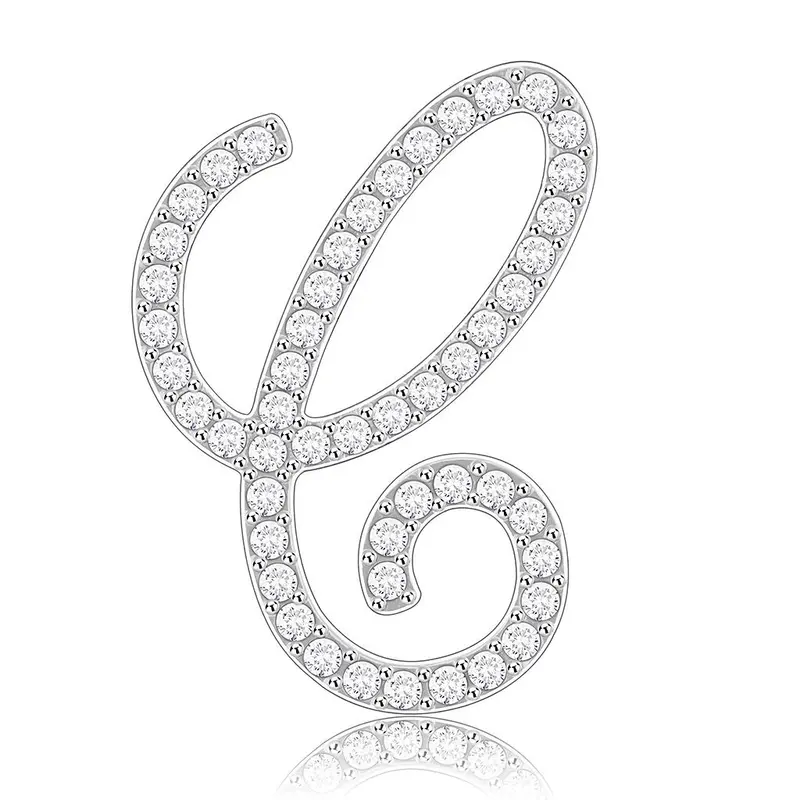 Rhodium Brass Brooches With Top Grade Crystal In Clear 1