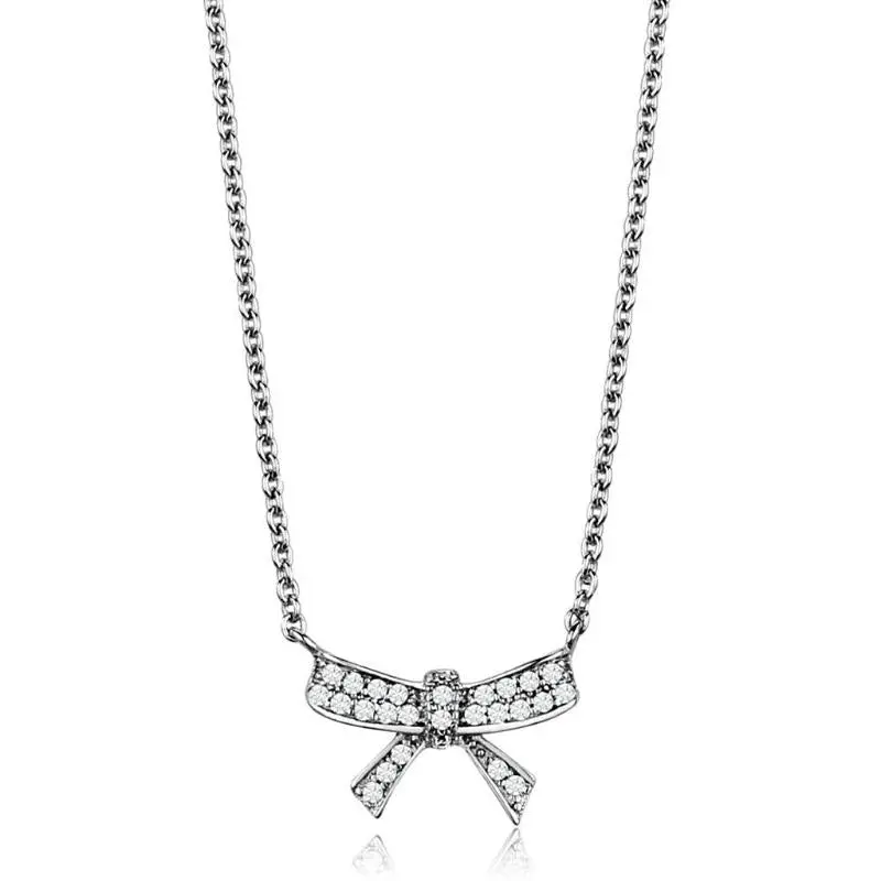 Rhodium Brass Chain Pendant With Aaa Grade Cz In Clear 1