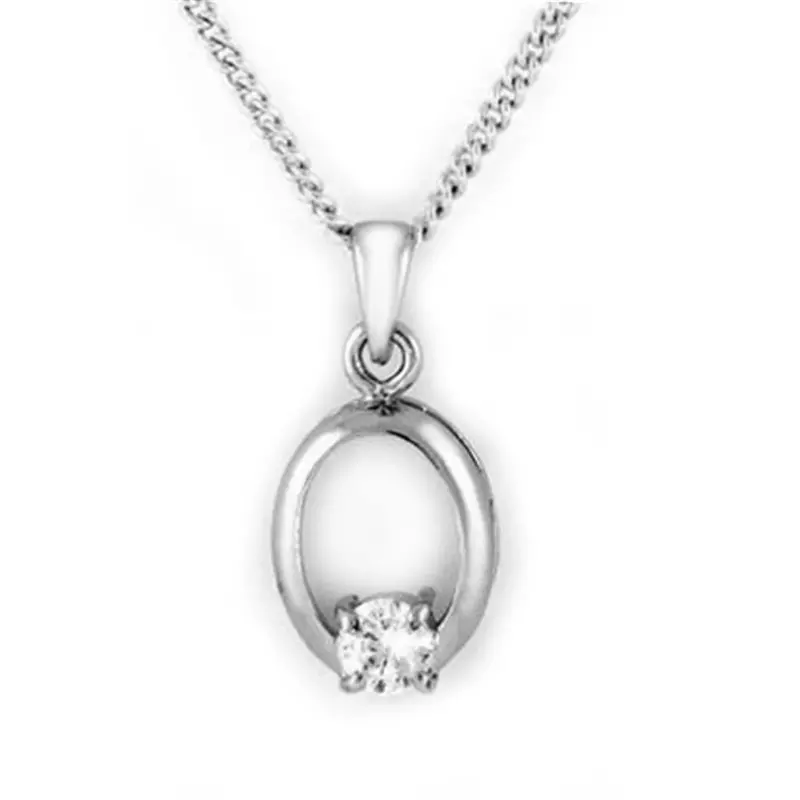 Rhodium Brass Chain Pendant With Aaa Grade Cz In Clear 1