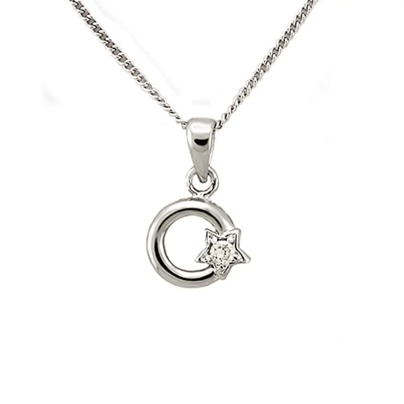 Rhodium Brass Chain Pendant With Aaa Grade Cz In Clear 1