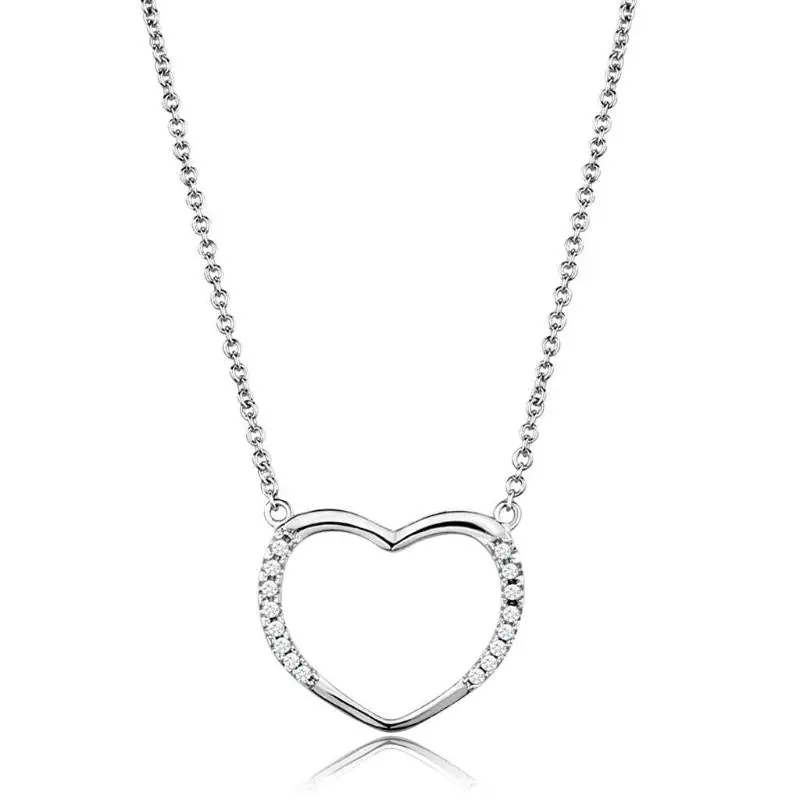Rhodium Brass Chain Pendant With Aaa Grade Cz In Clear 1
