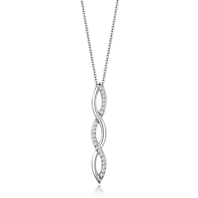 Rhodium Brass Chain Pendant With Aaa Grade Cz In Clear 1