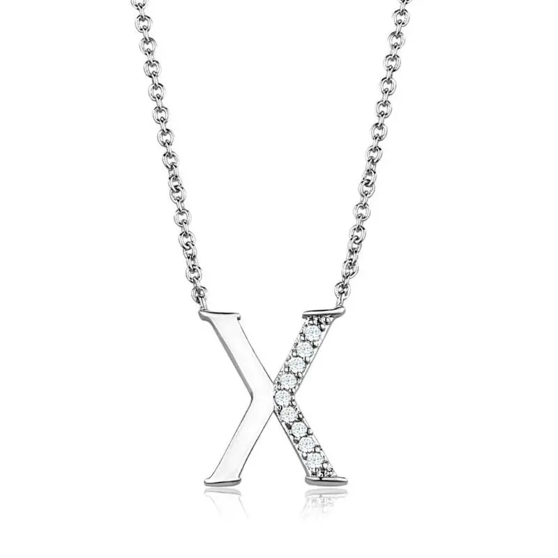 Rhodium Brass Chain Pendant With Aaa Grade Cz In Clear 1