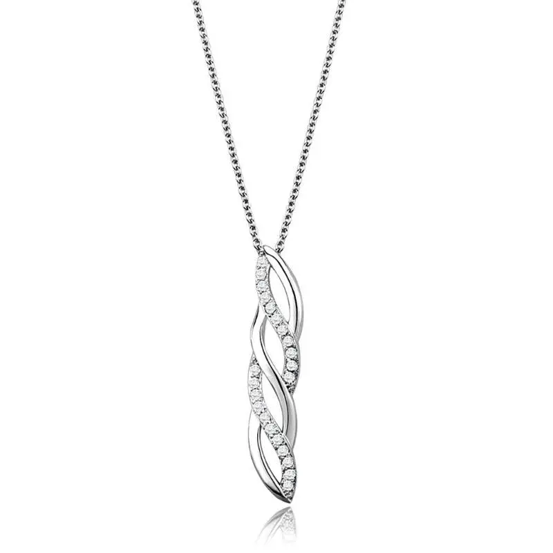 Rhodium Brass Chain Pendant With Aaa Grade Cz In Clear 1