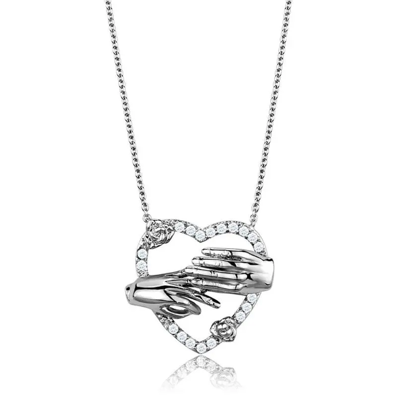 Rhodium Brass Chain Pendant With Aaa Grade Cz In Clear 1