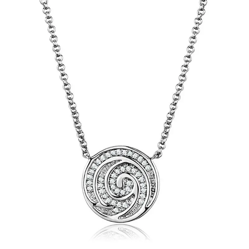 Rhodium Brass Chain Pendant With Aaa Grade Cz In Clear 1