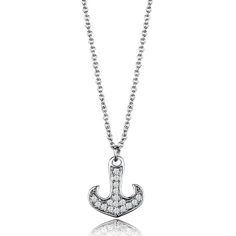Rhodium Brass Chain Pendant With Aaa Grade Cz In Clear 1