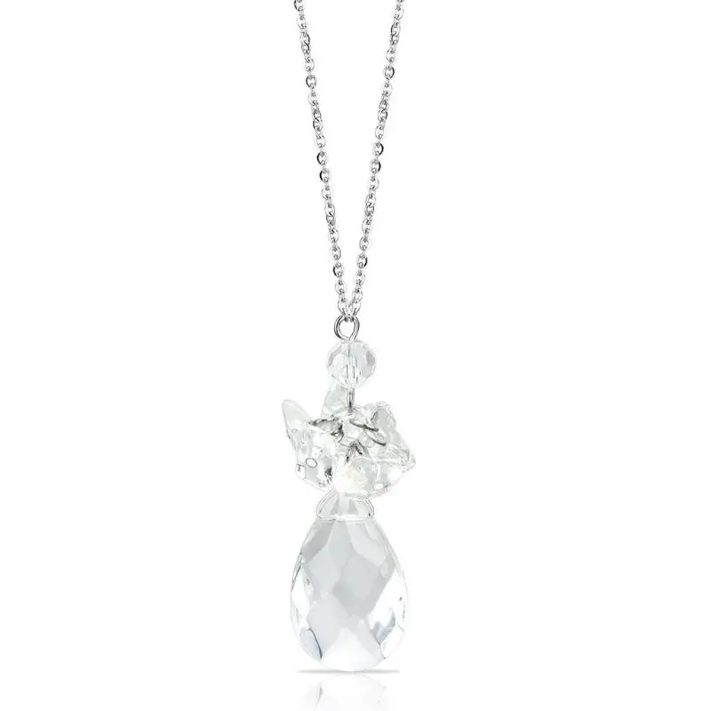 Rhodium Brass Chain Pendant With Aaa Grade Cz In Clear 1